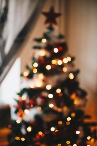 Symbolbild eines geschmückten und beleuchteten Weihnachtsbaums